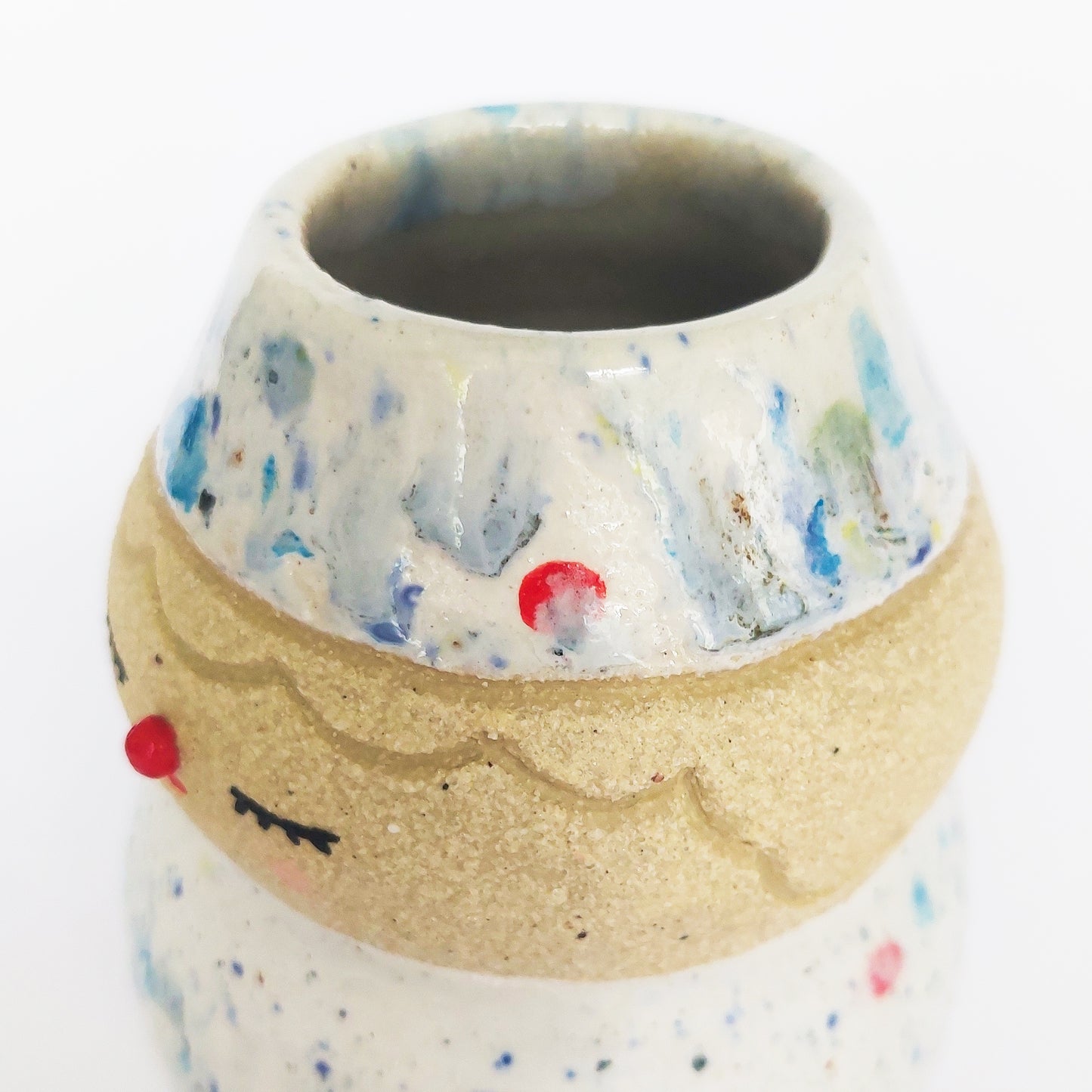 Pierrot Pot - Speckled rainbow x dots