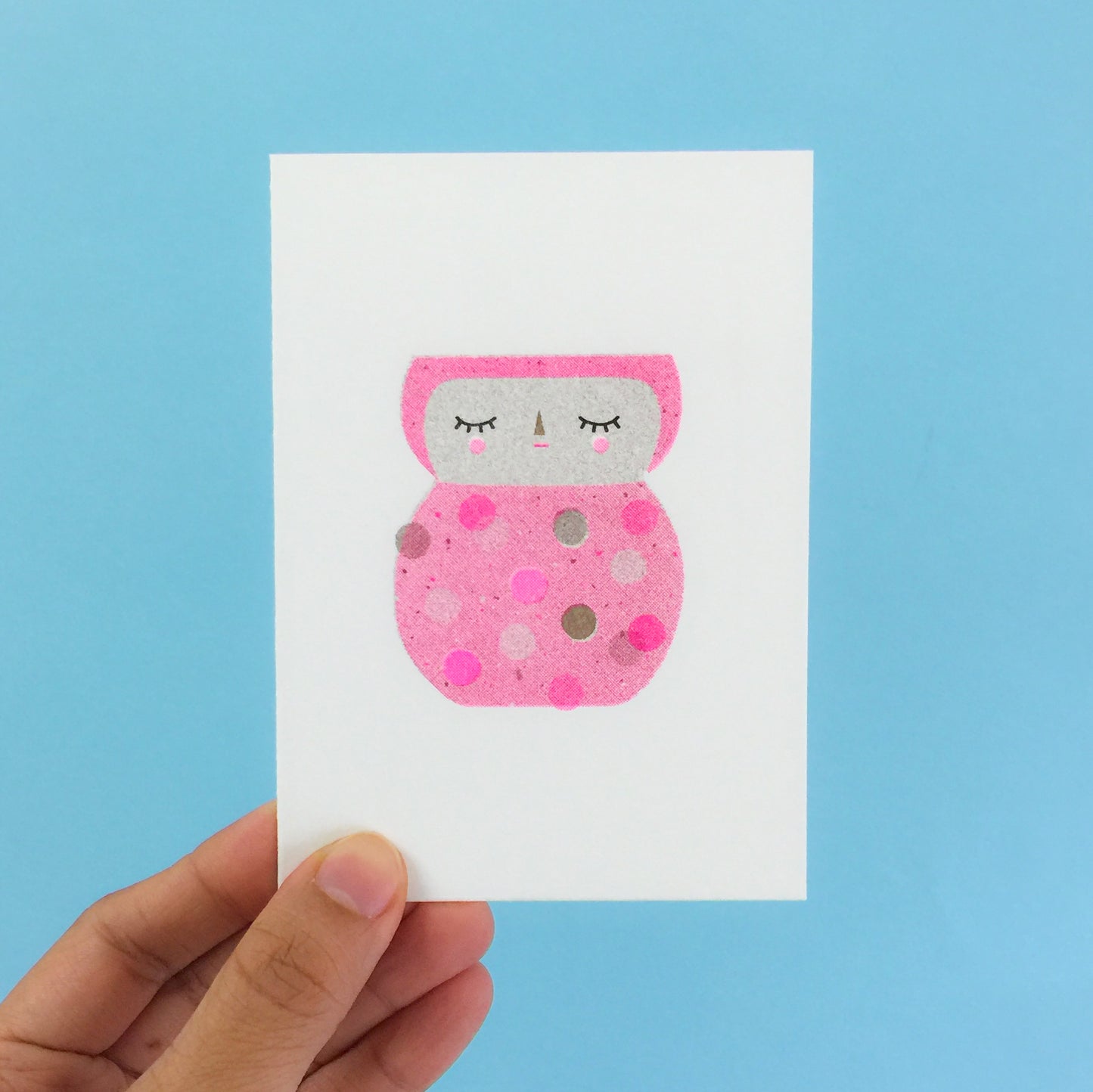 Pink Lady Greeting Card -Neon Pink